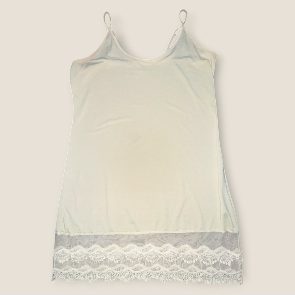 Venus Lace Hem Slip Dress Extender Ivory Boho Layering Cami‎ Women L